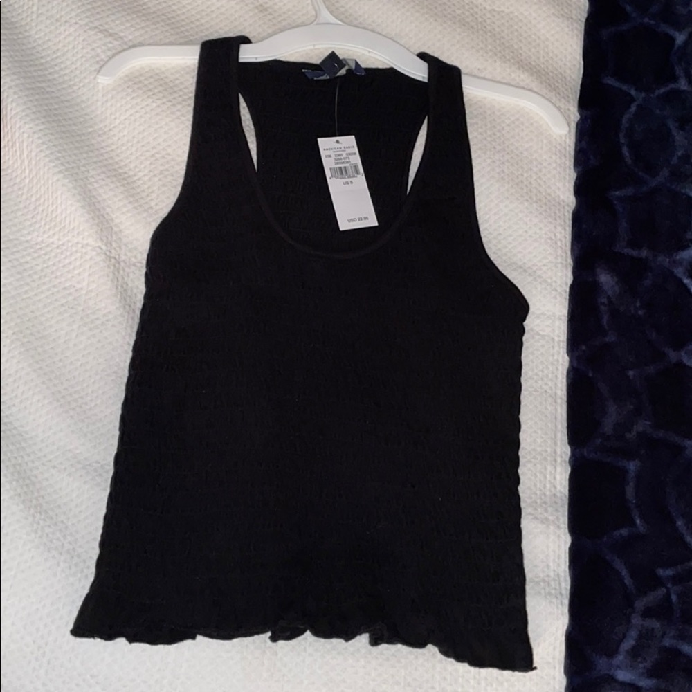 Plain black ribbed tank
